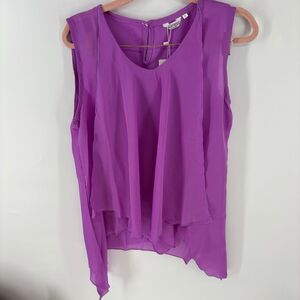 Asymmetrical Purple Sleeveless Blouse